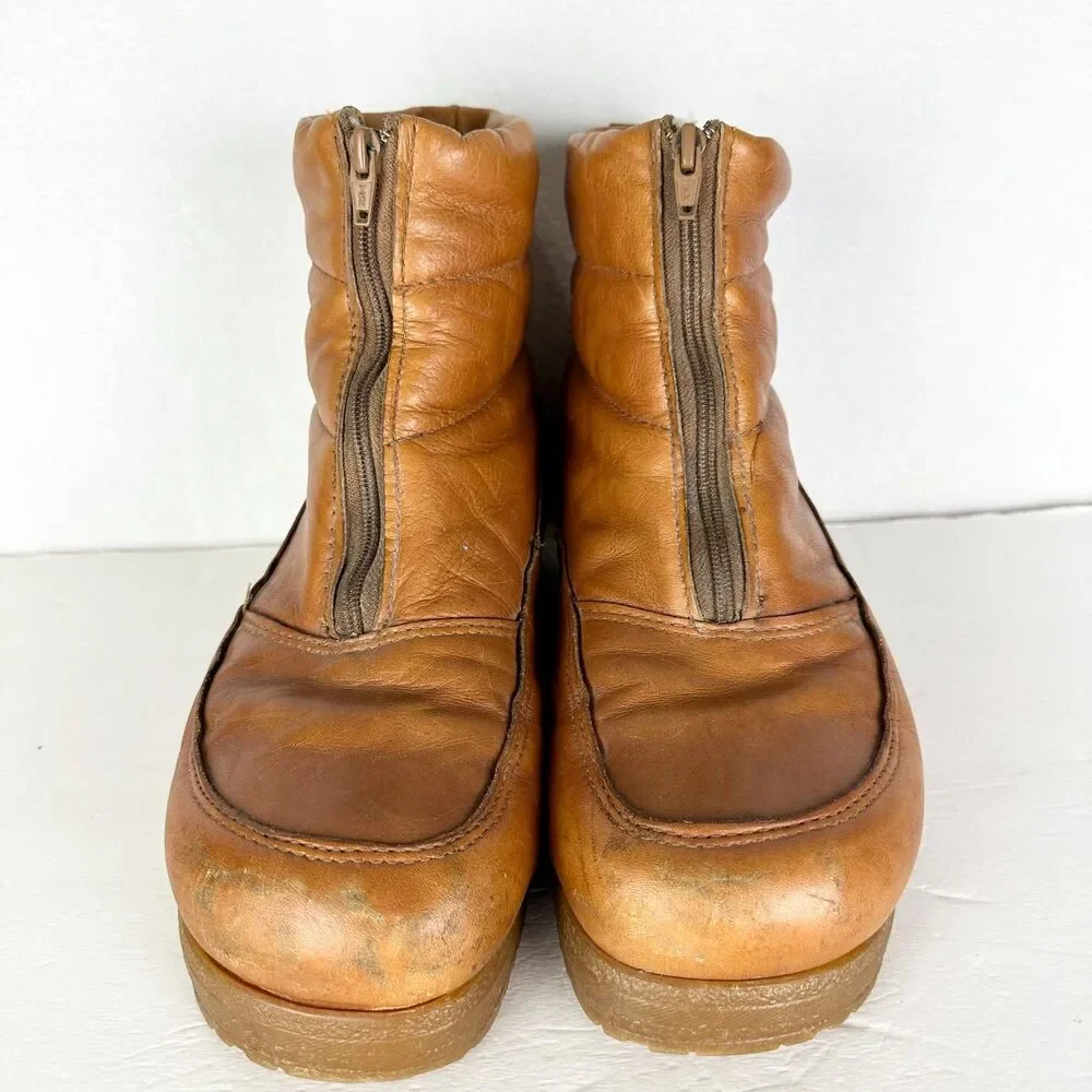 Vintage Blondo Men's Leather Zip Front Sherpa Boots Size 12 Sugarloafer Gum Sole